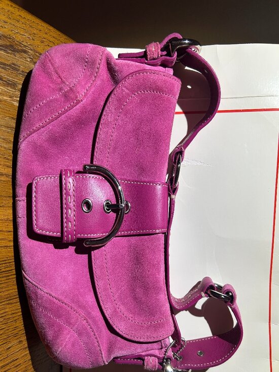 Coach Handbags - Vintage hot pink suede and leather Coach shoulder bag